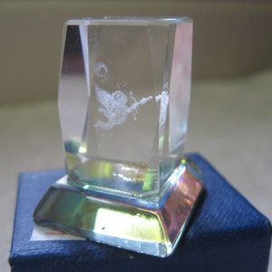 Small Laser Etched Glass Block Cupid for Love Valentines Day Angel Paper Weight